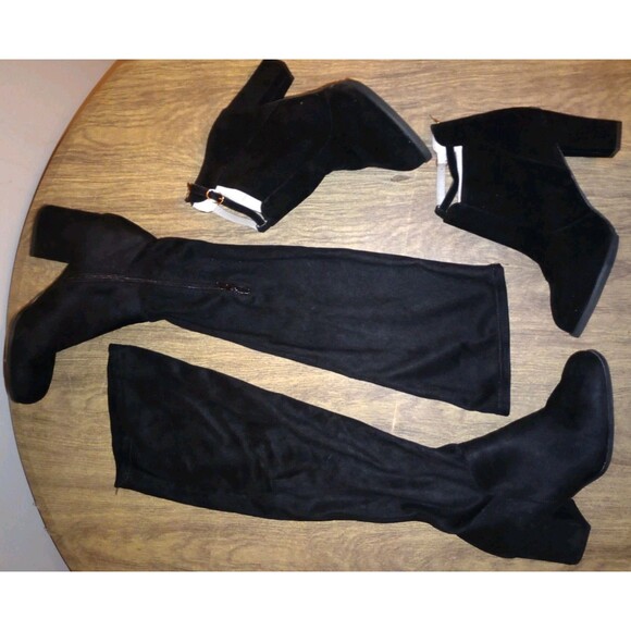 Christian Siriano Faux Suede Knee Boots w/ Unbranded Ankle Booties 9.5 Lot Of 2 - Picture 2 of 14